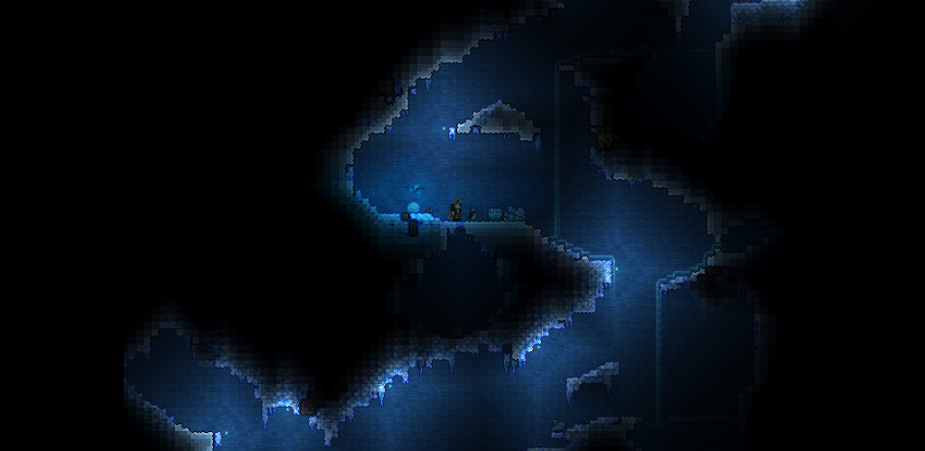 Terraria Biome Neige grotte 1024x499 Un nouvel environnement dans Terraria : le biome neige