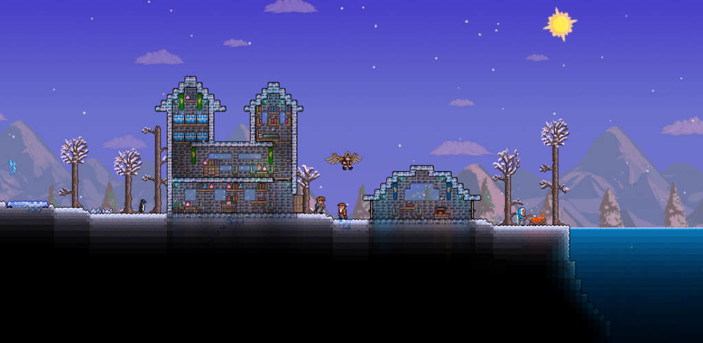 Terraria Biome Neige surface 1024x499 Un nouvel environnement dans Terraria : le biome neige